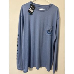 New Salt Life SLX UVapor Long Sleeve XXL Blue Performance Fishing Logo Pocket